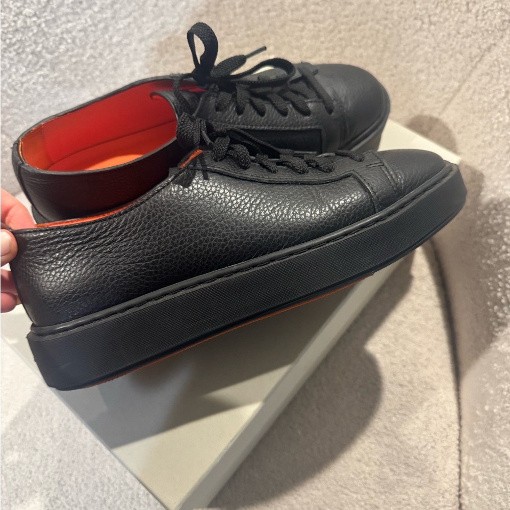 Black Leather Men's Sneakers